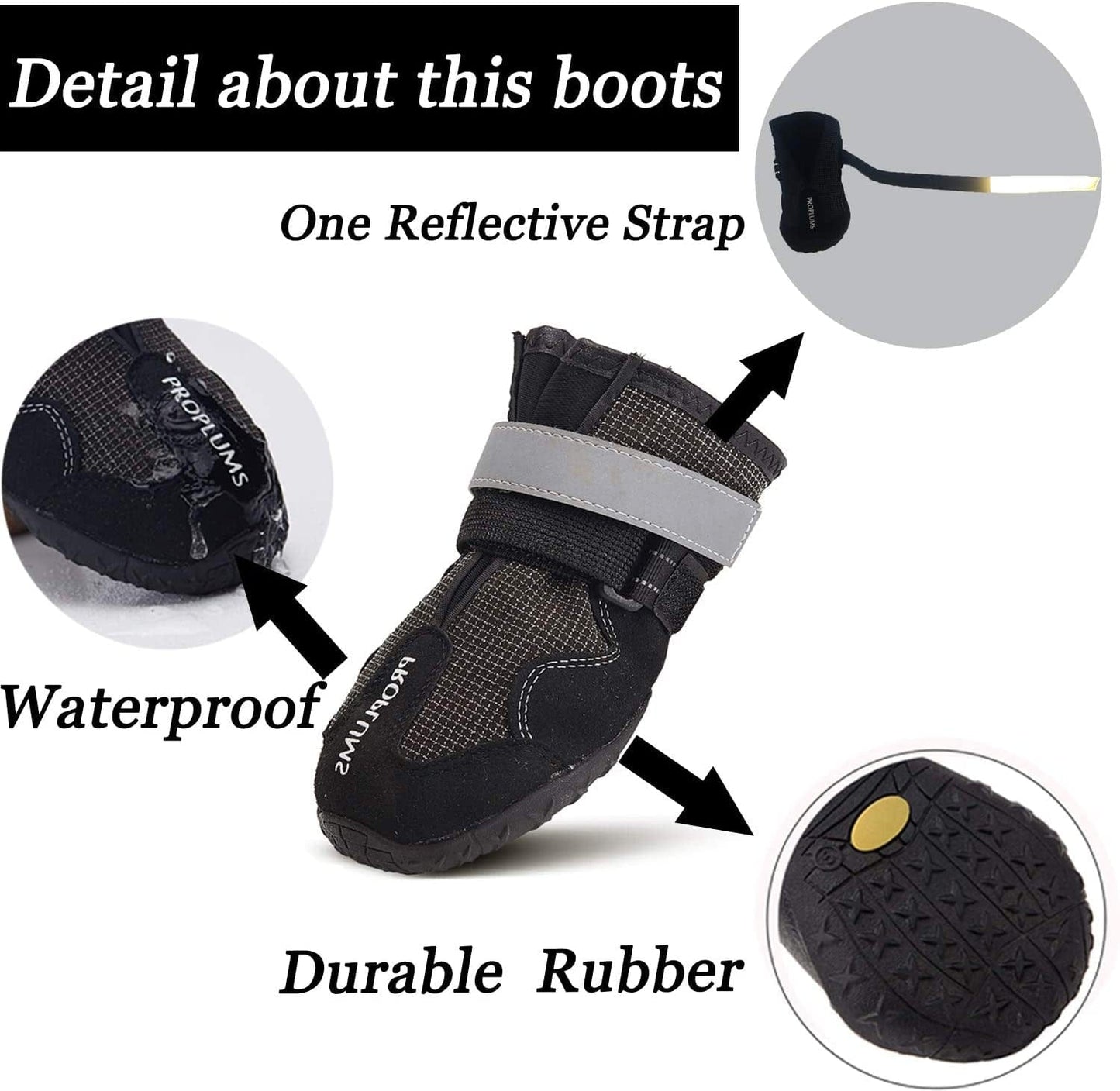 PROPLUMS Waterproof Dog Boots, Dog Hiking Shoes Protect the Paws from Injury, Suit for Labrador Husky and Other Medium Large Dogs, Grid Anti-Skid Design 4 Pcs (Size 8: 3.3"X2.9") … Animals & Pet Supplies > Pet Supplies > Dog Supplies > Dog Apparel Pro Plums   
