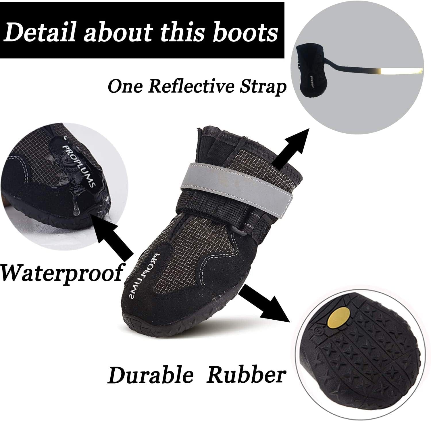 PROPLUMS Waterproof Dog Boots, Dog Hiking Shoes Protect the Paws from Injury, Suit for Labrador Husky and Other Medium Large Dogs, Grid Anti-Skid Design 4 Pcs (Size 8: 3.3"X2.9") … Animals & Pet Supplies > Pet Supplies > Dog Supplies > Dog Apparel Pro Plums   
