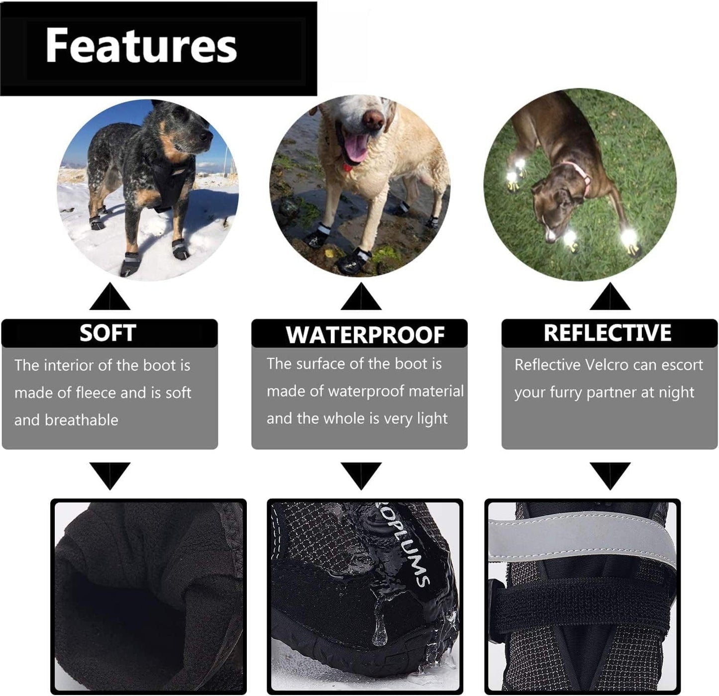 PROPLUMS Waterproof Dog Boots, Dog Hiking Shoes Protect the Paws from Injury, Suit for Labrador Husky and Other Medium Large Dogs, Grid Anti-Skid Design 4 Pcs (Size 8: 3.3"X2.9") … Animals & Pet Supplies > Pet Supplies > Dog Supplies > Dog Apparel Pro Plums   