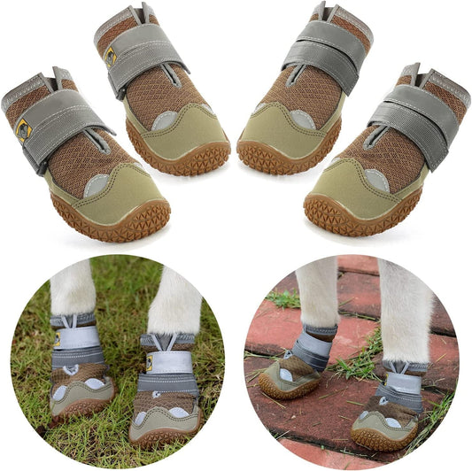 Protective Dog Boots, 4 Pcs Breathable Non-Slip Dog Shoes with Wear-Resistant and Rugged Anti-Slip Sole Outdoor Paw Protectors (4#) Animals & Pet Supplies > Pet Supplies > Dog Supplies > Dog Apparel AQH 4#  