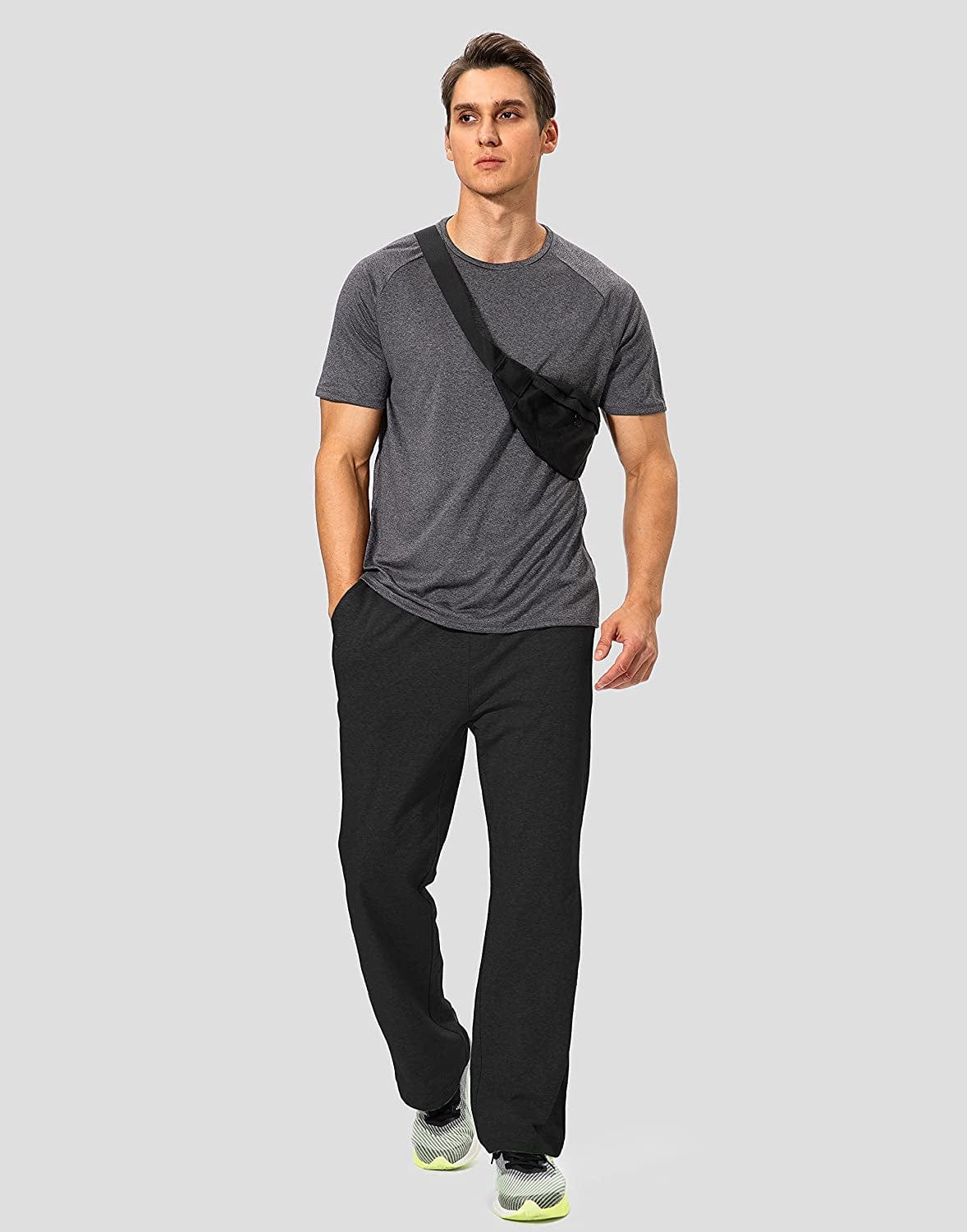 Pudolla - Pantalones deportivos de algodón para hombre, para yoga,  pantalones deportivos con parte inferior abierta, informal, pantalones de  jersey
