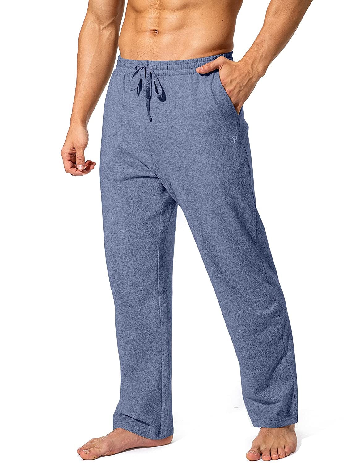 Pudolla Men'S Cotton Yoga Sweatpants Athletic Lounge Pants Open