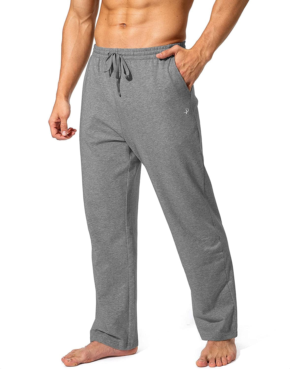 Pudolla Men'S Cotton Yoga Sweatpants Athletic Lounge Pants Open