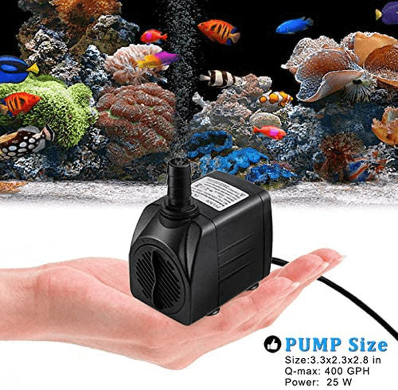 PULACO 400GPH Submersible Water Pump with 5 Ft Tubing, 25W Durable Fountain Water Pump for Pond Fountain, Aquariums Fish Tank, Statuary, Hydroponics Animals & Pet Supplies > Pet Supplies > Fish Supplies > Aquarium & Pond Tubing PULACO   