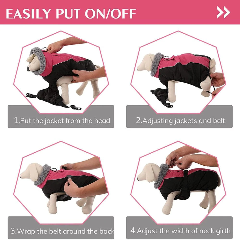 PUMYPOREITY Winter Warm Dog Coat Windproof Cozy Dog Jacket Cold Weather Thick Fleece Vest Water Repellent Apparel with Harness/Leash Hole & Reflective for Outdoor Small Medium Large Dogs Animals & Pet Supplies > Pet Supplies > Dog Supplies > Dog Apparel PUMYPOREITY   