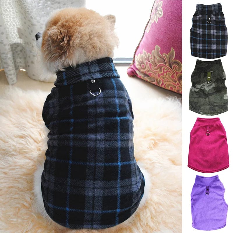 Puppy Pet Dogs Padded Vest Warm Coats Jackets Costumes with Traction Ring