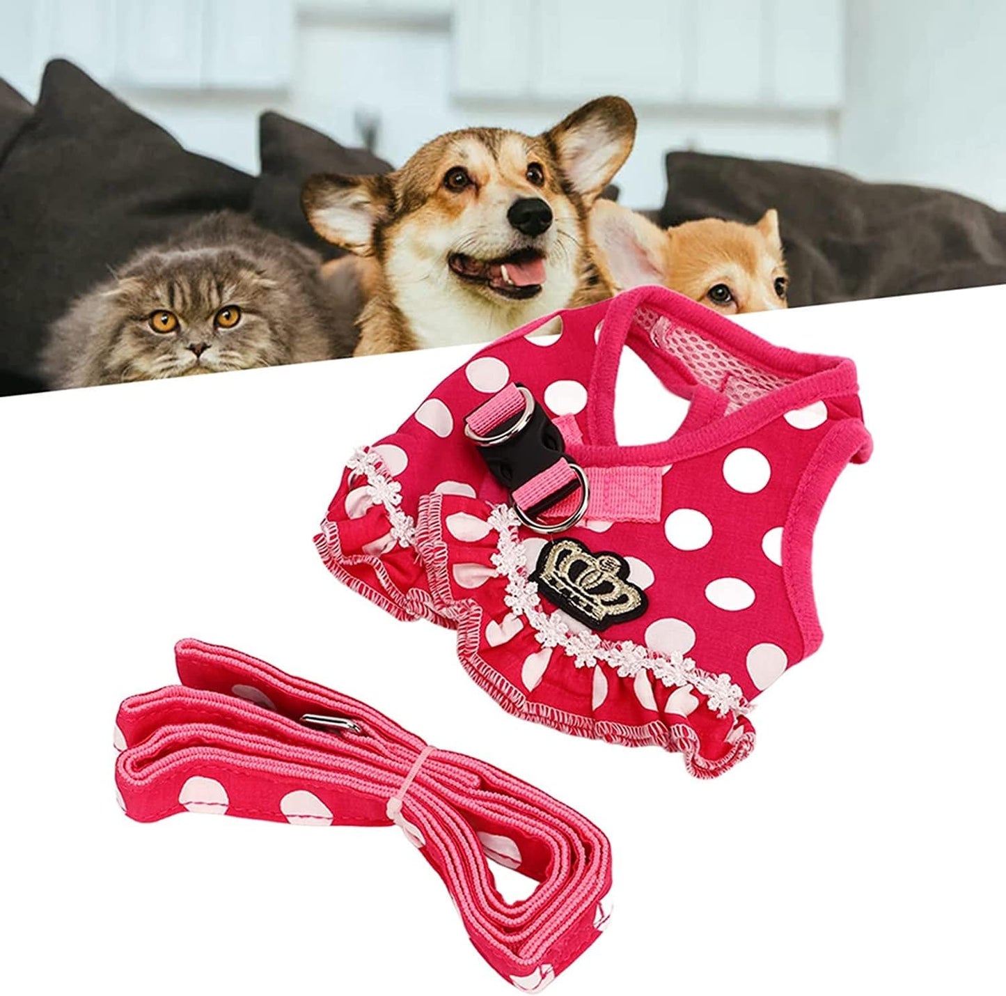 Puppy Vest Belt, Prevent Choking Escape Proof Dog Harness Leash Adjustable for Walking for Training(Pink, M) Animals & Pet Supplies > Pet Supplies > Dog Supplies > Dog Apparel KUIDAMOS   