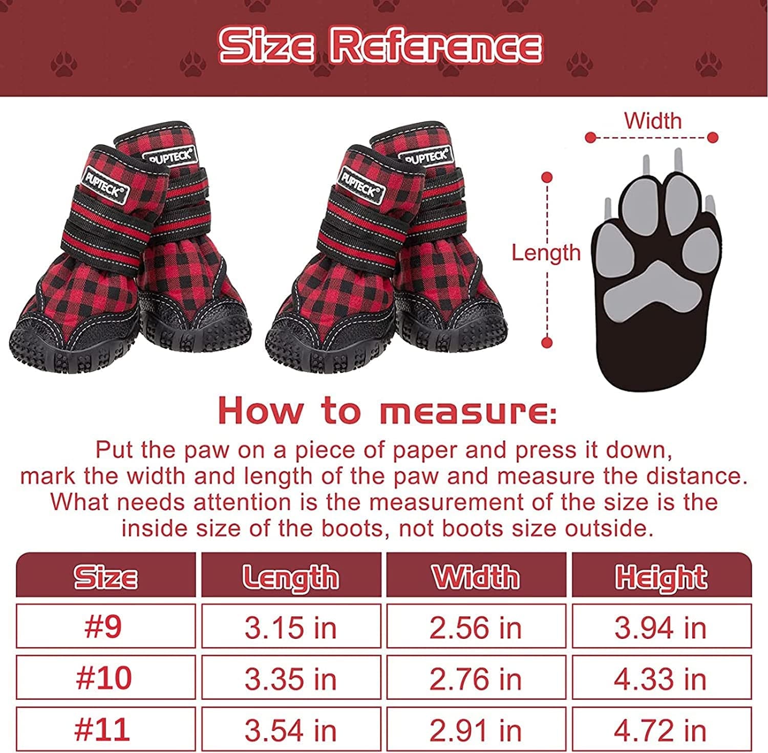 PUPTECK Dog Boots for Winter, Waterproof 2 Pairs Anti-Slip Paw Protector - Doggy Shoes with Reflective Straps for Medium Large Doggies Outdoor Hiking Walking Running Animals & Pet Supplies > Pet Supplies > Dog Supplies > Dog Apparel PUPTECK   