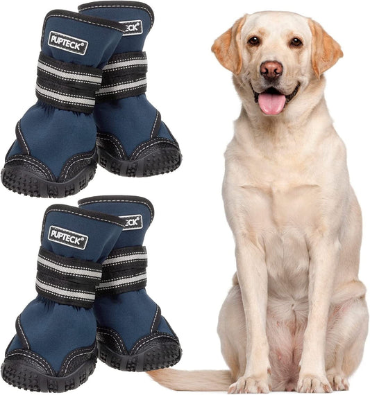 PUPTECK Winter Dog Boots Waterproof Rain Dog Shoes with Reflective Straps Anti-Slip Pet Paw Protector Rugged Sole for Outdoor Walking Running Hiking Animals & Pet Supplies > Pet Supplies > Dog Supplies > Dog Apparel PUPTECK   