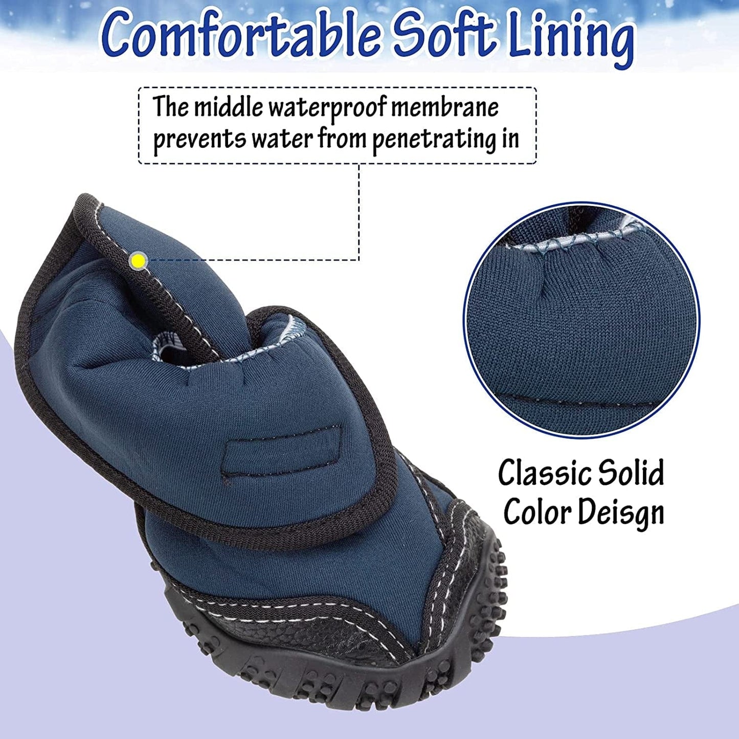 PUPTECK Winter Dog Boots Waterproof Rain Dog Shoes with Reflective Straps Anti-Slip Pet Paw Protector Rugged Sole for Outdoor Walking Running Hiking Animals & Pet Supplies > Pet Supplies > Dog Supplies > Dog Apparel PUPTECK   