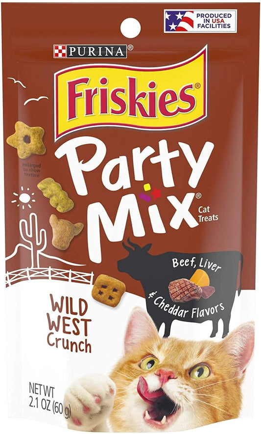 Purina Friskies Made in USA Facilities Cat Treats, Party Mix Crunch Wild West - 10 2.1 Oz. Pouches Animals & Pet Supplies > Pet Supplies > Cat Supplies > Cat Treats Purina Friskies Party Mix   