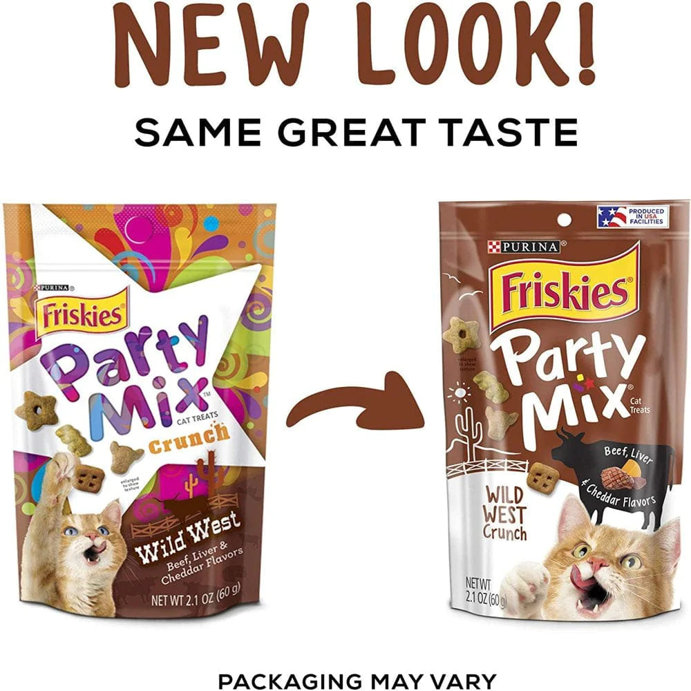 Purina Friskies Made in USA Facilities Cat Treats, Party Mix Crunch Wild West - 10 2.1 Oz. Pouches Animals & Pet Supplies > Pet Supplies > Cat Supplies > Cat Treats Purina Friskies Party Mix   