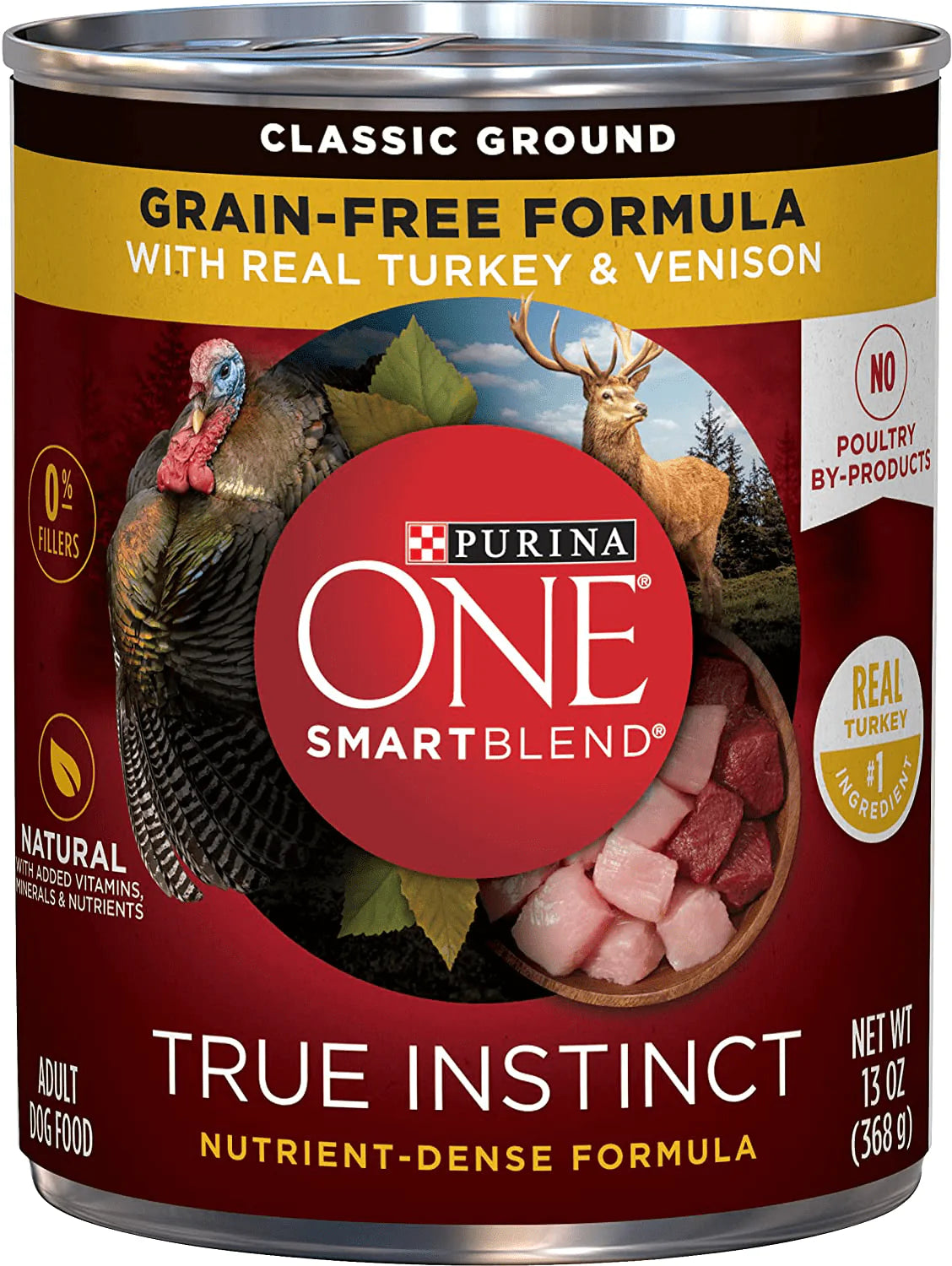 Purina ONE Grain Free, Natural Pate Wet Dog Food, Smartblend True Instinct with Real Turkey & Venison - (12) 13 Oz. Cans Animals & Pet Supplies > Pet Supplies > Small Animal Supplies > Small Animal Treats Purina ONE   