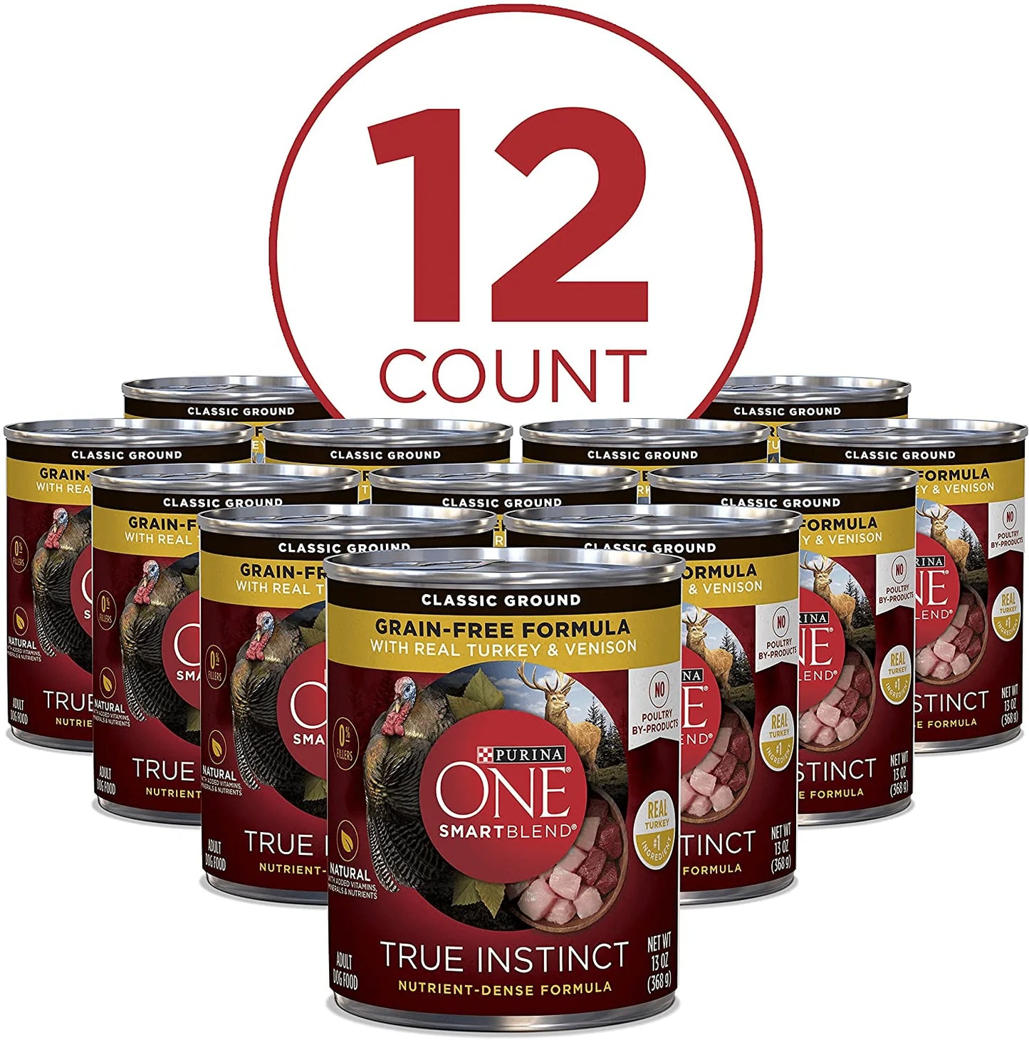 Purina ONE Grain Free, Natural Pate Wet Dog Food, Smartblend True Instinct with Real Turkey & Venison - (12) 13 Oz. Cans Animals & Pet Supplies > Pet Supplies > Small Animal Supplies > Small Animal Treats Purina ONE   