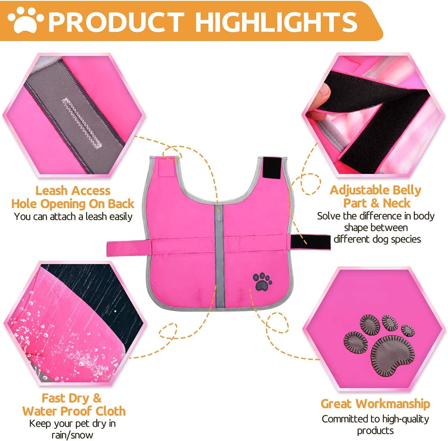 Queenmore Cold Weather Dog Coats Loft Reversible Winter Fleece Dog Vest Waterproof Pet Jacket Available in Extra Small, Small, Medium, Large Extra Large Sizes Animals & Pet Supplies > Pet Supplies > Dog Supplies > Dog Apparel Queenmore   