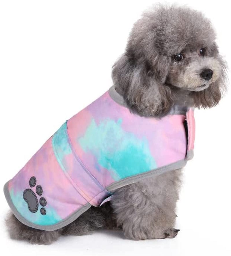 Queenmore Cold Weather Dog Coats Loft Reversible Winter Fleece Dog Vest Waterproof Pet Jacket Available in Extra Small, Small, Medium, Large Extra Large Sizes Animals & Pet Supplies > Pet Supplies > Dog Supplies > Dog Apparel Queenmore Tie-Dye XX-Large 