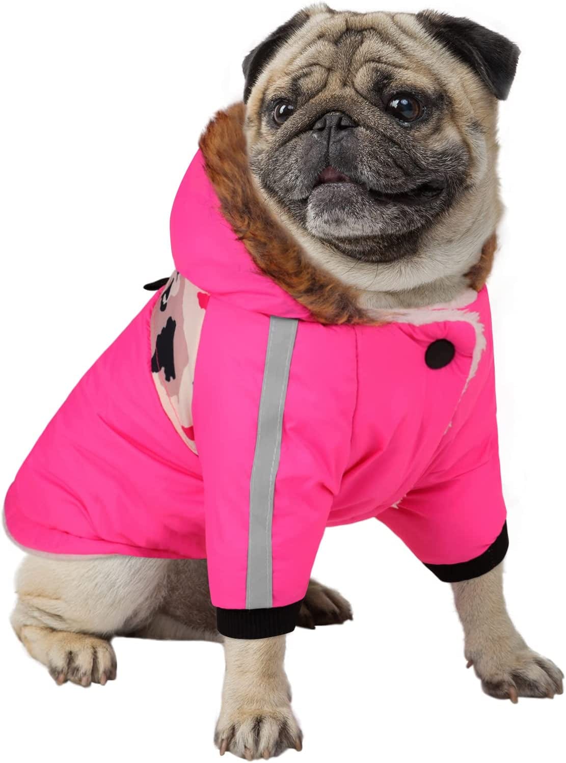 Queenmore Warm Dog Winter Coat, Cold Weather Waterproof Dog Snow Jacket, Reflective Dog Hoodie with Long Sleeves for Small Medium and Large Dogs Animals & Pet Supplies > Pet Supplies > Dog Supplies > Dog Apparel Queenmore   