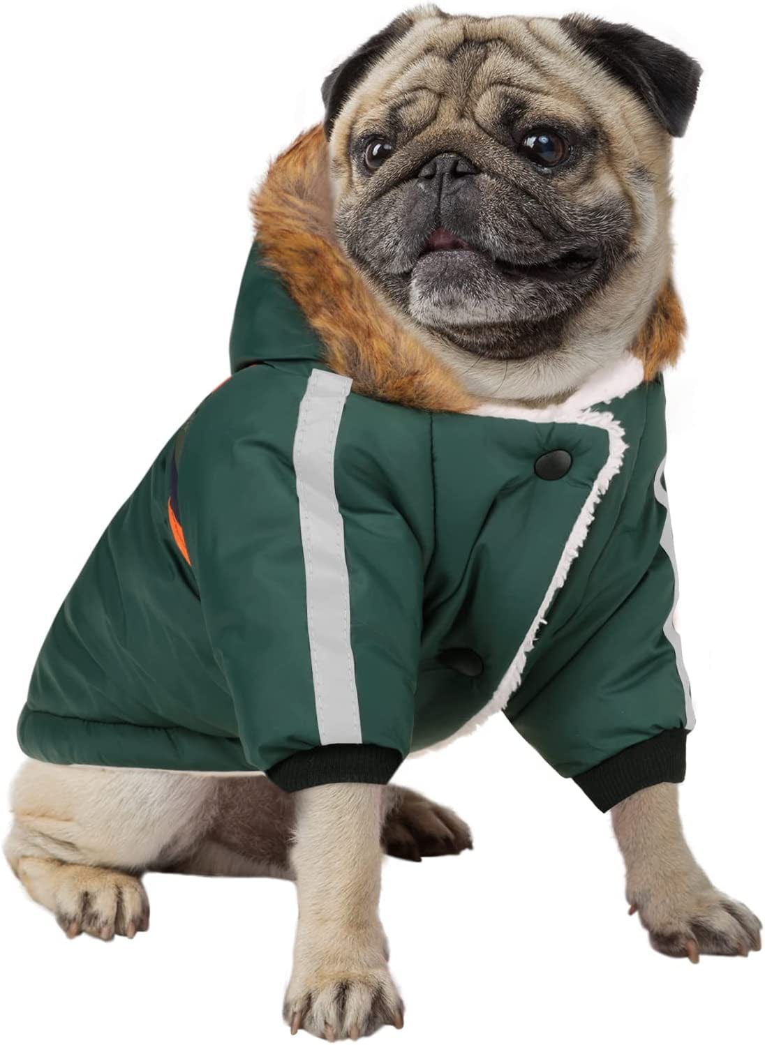 Queenmore Warm Dog Winter Coat, Cold Weather Waterproof Dog Snow Jacket, Reflective Dog Hoodie with Long Sleeves for Small Medium and Large Dogs Animals & Pet Supplies > Pet Supplies > Dog Supplies > Dog Apparel Queenmore Green X-Large 