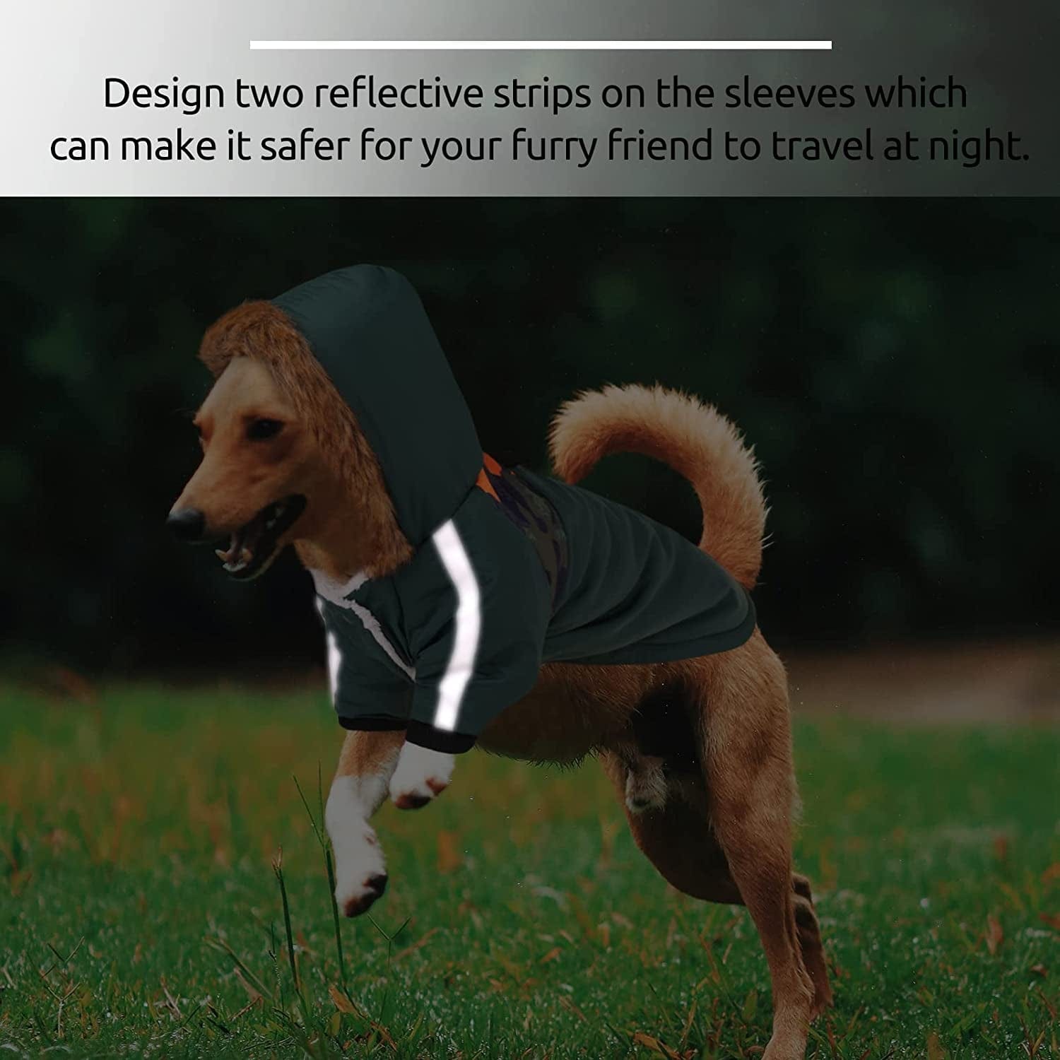 Queenmore Warm Dog Winter Coat, Cold Weather Waterproof Dog Snow Jacket, Reflective Dog Hoodie with Long Sleeves for Small Medium and Large Dogs Animals & Pet Supplies > Pet Supplies > Dog Supplies > Dog Apparel Queenmore   