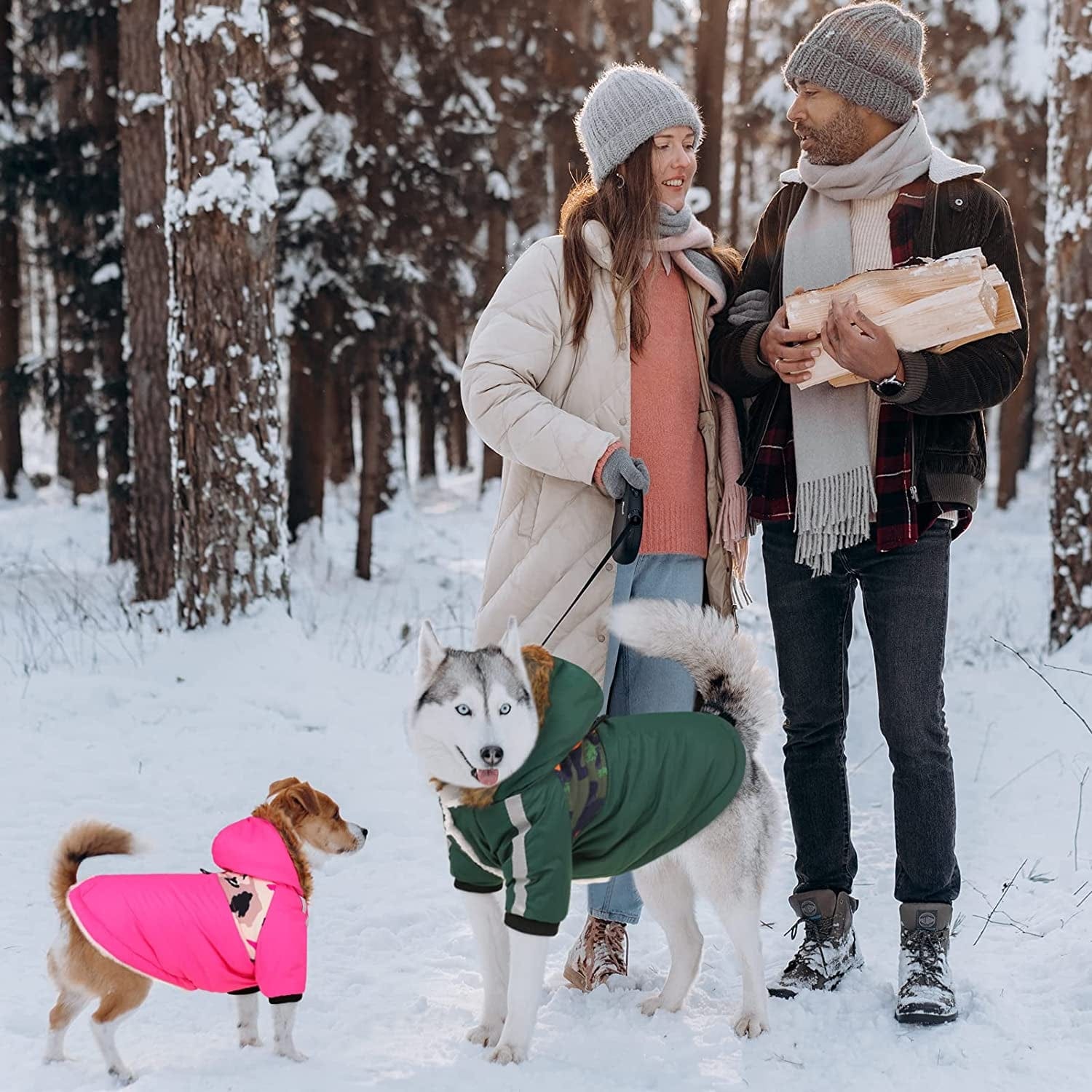 Queenmore Warm Dog Winter Coat, Cold Weather Waterproof Dog Snow Jacket, Reflective Dog Hoodie with Long Sleeves for Small Medium and Large Dogs Animals & Pet Supplies > Pet Supplies > Dog Supplies > Dog Apparel Queenmore   