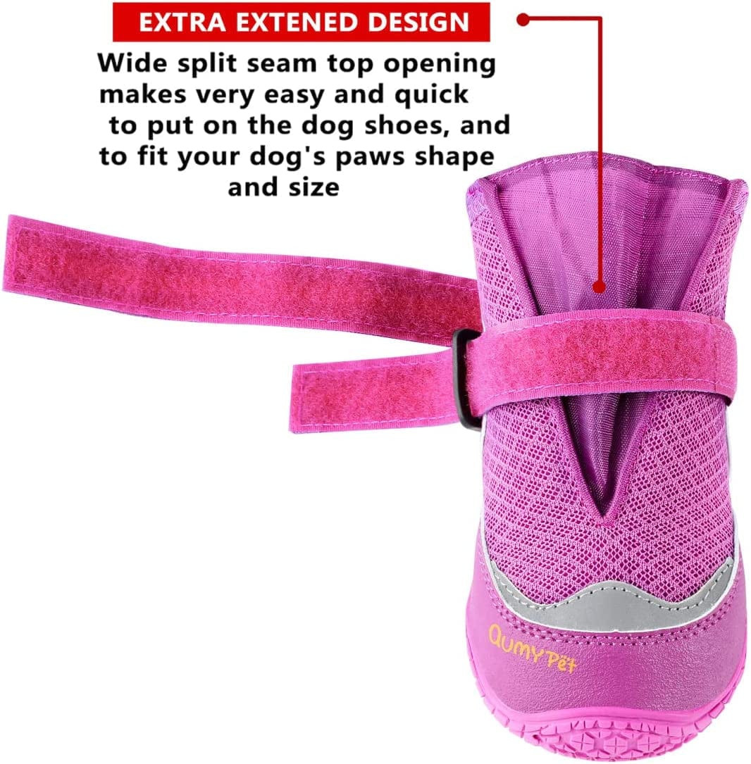 QUMY 2PCS Dog Shoes for Hot Pavement Boots for Dogs Summer Heat Resistant Booties Mesh Breathable Nonslip with Reflective and Adjustable Straps Purple Size 6 Animals & Pet Supplies > Pet Supplies > Dog Supplies > Dog Apparel QUMY   