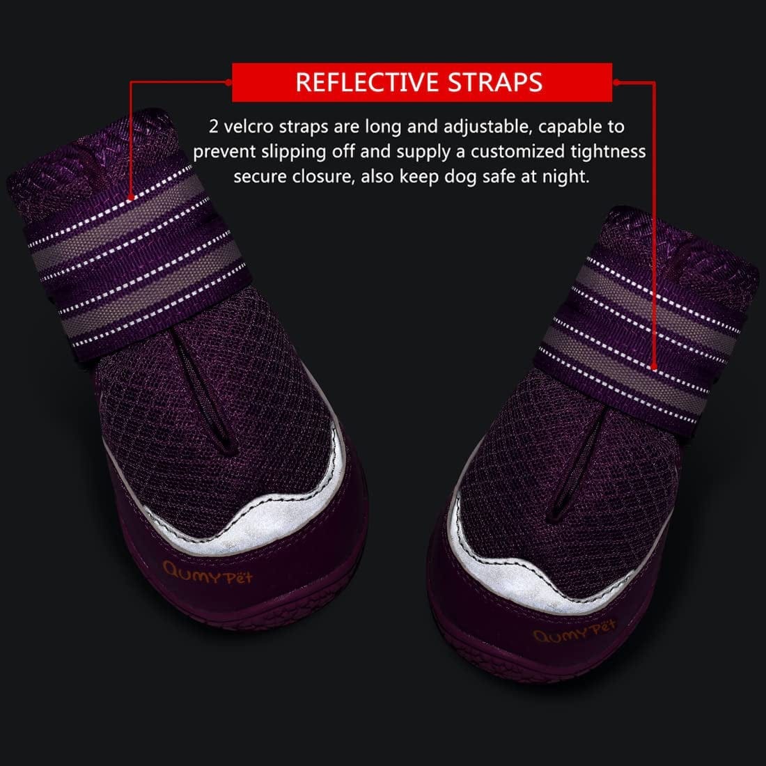 QUMY 2PCS Dog Shoes for Hot Pavement Boots for Dogs Summer Heat Resistant Booties Mesh Breathable Nonslip with Reflective and Adjustable Straps Purple Size 6 Animals & Pet Supplies > Pet Supplies > Dog Supplies > Dog Apparel QUMY   