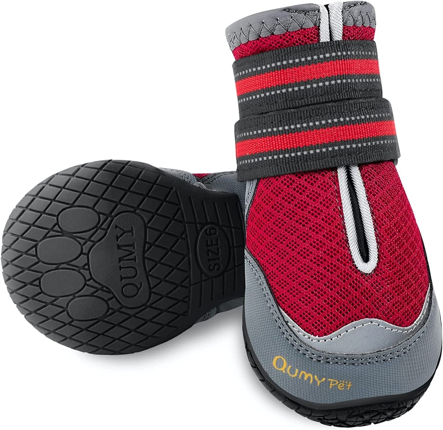 QUMY 2PCS Dog Shoes for Hot Pavement Boots for Dogs Summer Heat Resistant Booties Mesh Breathable Nonslip with Reflective and Adjustable Straps Purple Size 6 Animals & Pet Supplies > Pet Supplies > Dog Supplies > Dog Apparel QUMY Red-Only 2PCS Size 4: 2.2''x2.6''(Width*Length) 