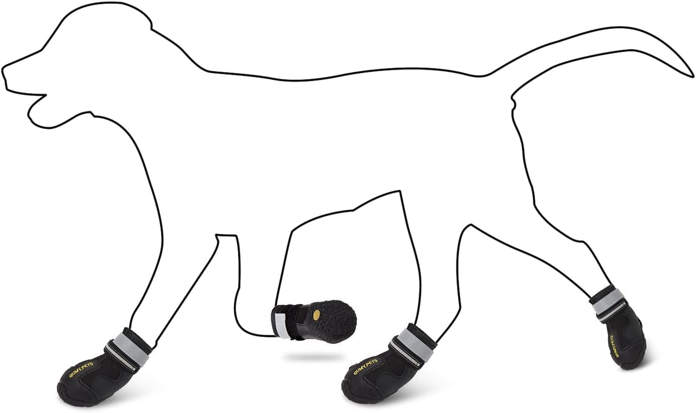 QUMY 4 Piece Dog Boots Paw Protectors Shoes for Large Dog with Reflective Straps Anti-Slip Sole 4PCS, Black, Animals & Pet Supplies > Pet Supplies > Dog Supplies > Dog Apparel QUMY   