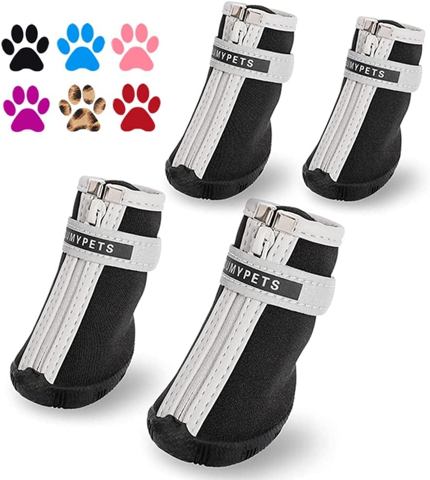QUMY Dog Shoes for Small Dogs, Puppy Dog Boots & Paw Protectors for Winter Snowy Day, Summer Hot Pavement, Waterproof in Rainy Weather, Ourdoor Walking, Indoor Hardfloors anti Slip Rubber Sole Black Animals & Pet Supplies > Pet Supplies > Dog Supplies > Dog Apparel QUMY Black size 2: 1.59"x1.18"(L*W) 