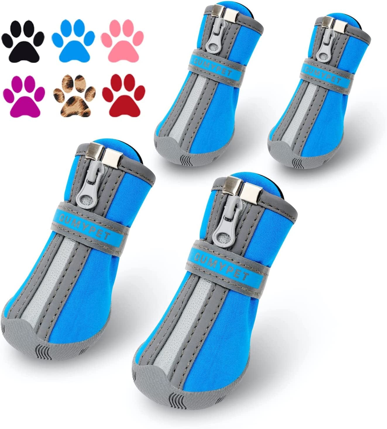 QUMY Dog Shoes for Small Dogs, Puppy Dog Boots & Paw Protectors for Winter Snowy Day, Summer Hot Pavement, Waterproof in Rainy Weather, Ourdoor Walking, Indoor Hardfloors anti Slip Rubber Sole Black Animals & Pet Supplies > Pet Supplies > Dog Supplies > Dog Apparel QUMY Blue size 1: 1.29"x0.98"(L*W) 
