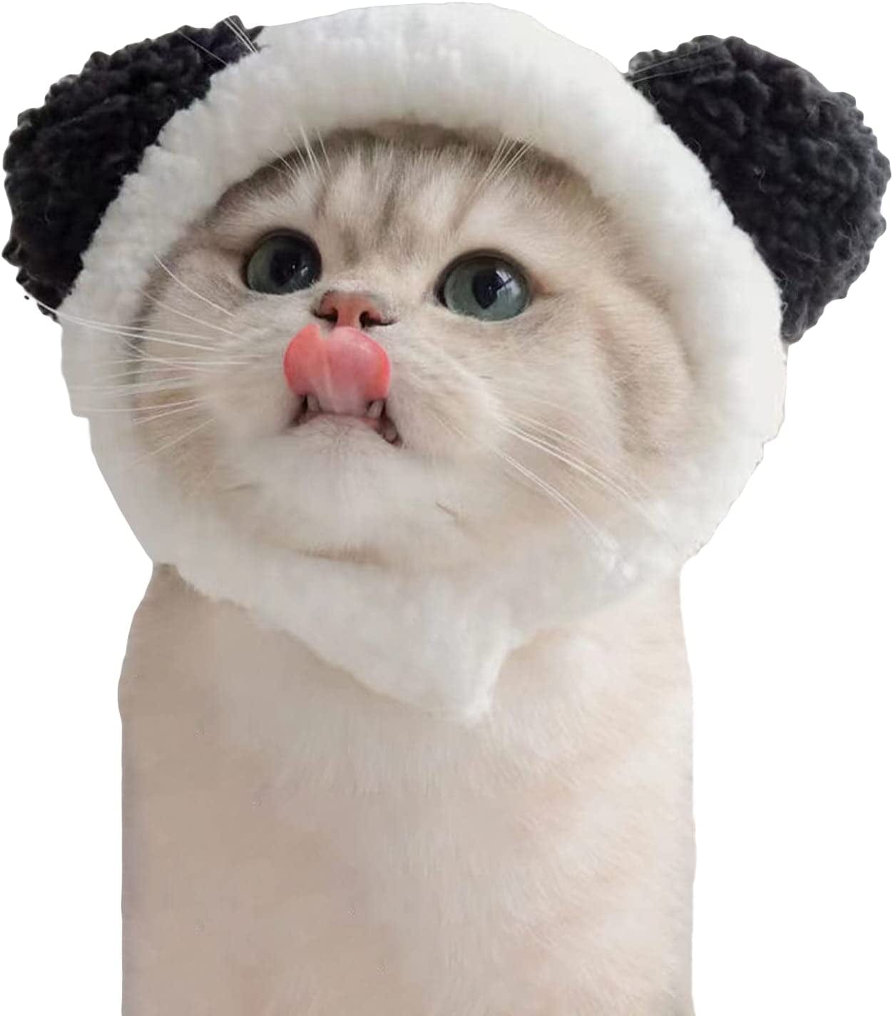 QWINEE Cat Costume Lion Head Frog Funny Mane Cat Hat Halloween Christmas Party Costume Headwear for Puppy Cat Kitten Small Dogs Grey S Animals & Pet Supplies > Pet Supplies > Dog Supplies > Dog Apparel QWINEE Black and White One Size 