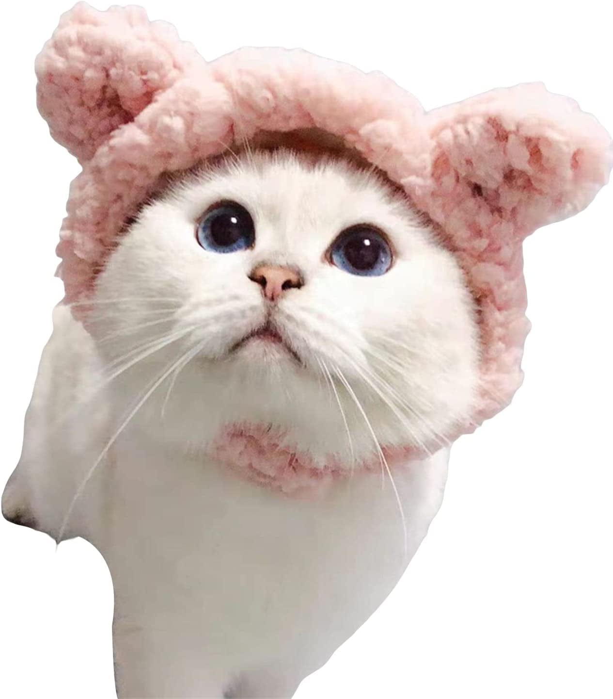 QWINEE Cat Costume Lion Head Frog Funny Mane Cat Hat Halloween Christmas Party Costume Headwear for Puppy Cat Kitten Small Dogs Grey S Animals & Pet Supplies > Pet Supplies > Dog Supplies > Dog Apparel QWINEE Pink L 