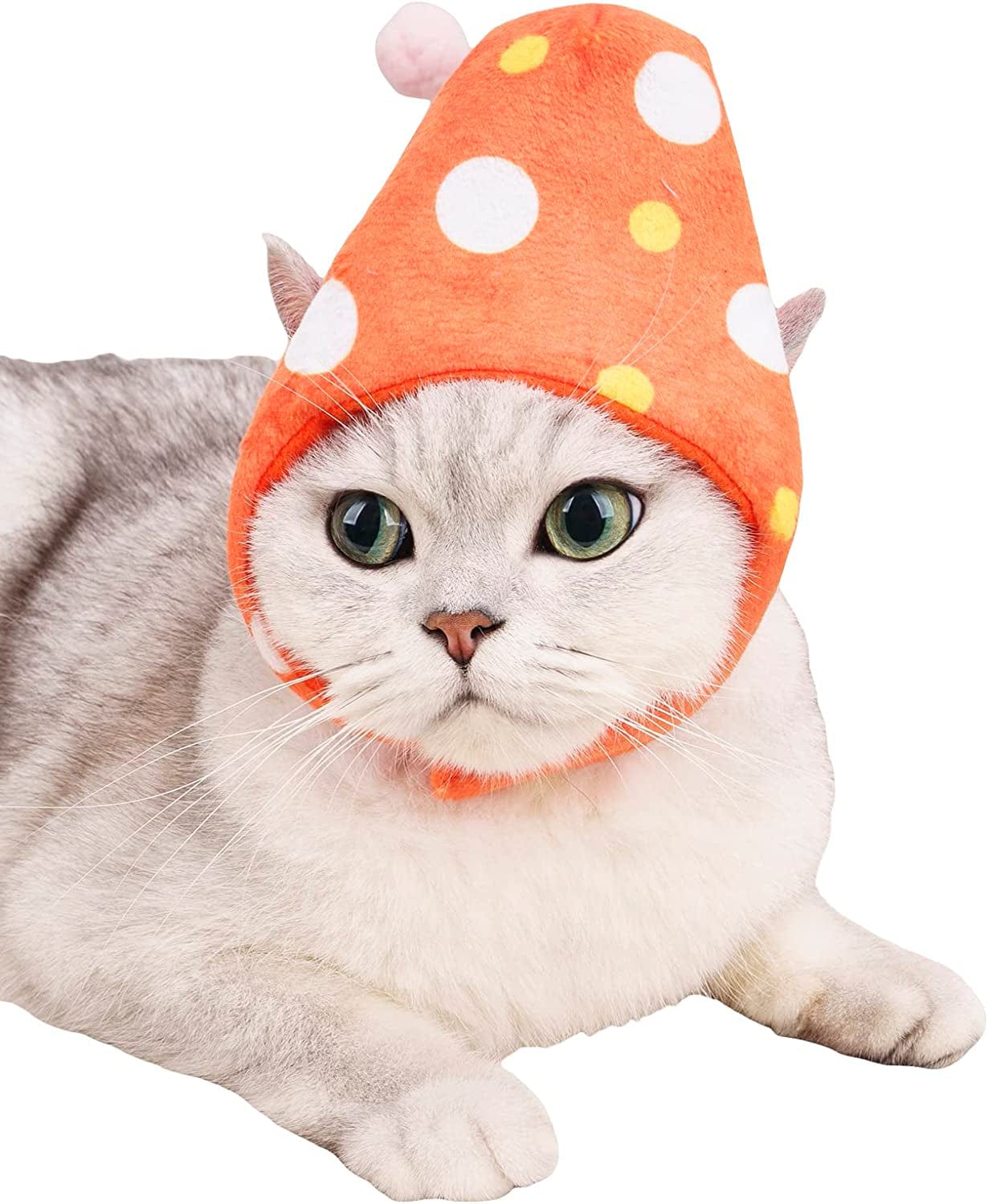 QWINEE Cat Costume Lion Head Frog Funny Mane Cat Hat Halloween Christmas Party Costume Headwear for Puppy Cat Kitten Small Dogs Grey S Animals & Pet Supplies > Pet Supplies > Dog Supplies > Dog Apparel QWINEE Orange One Size 