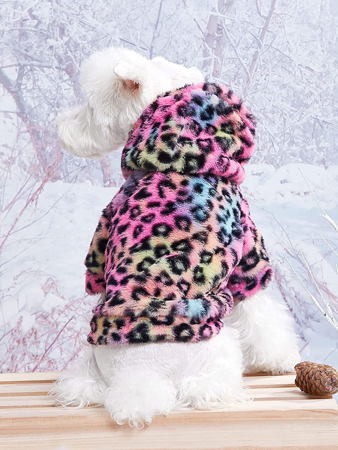 QWINEE Dog Coat Dog Hoodie Tie Dye Warm Winter Coat Sweatshirt Dog