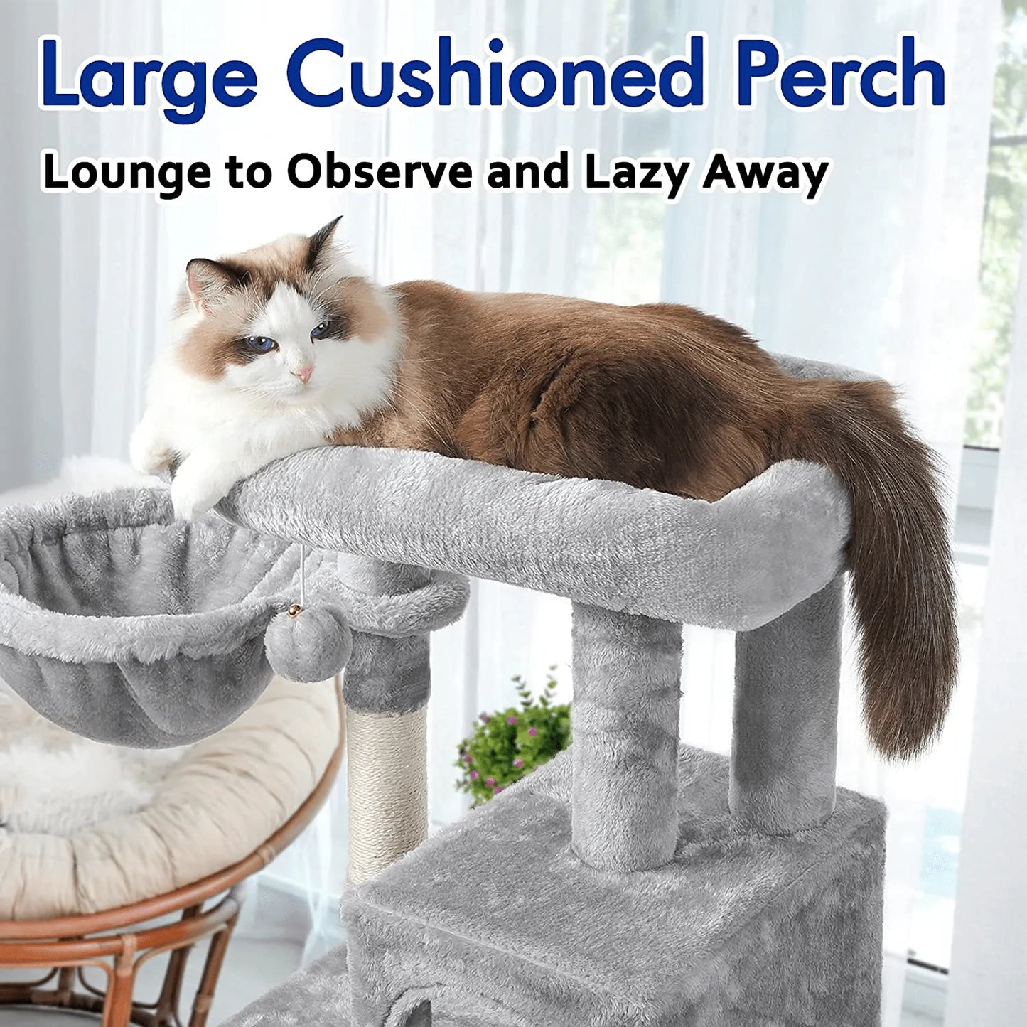 Rabbitgoo Cat Tree Cat Tower for Indoor Cats, Multi-Level Cat House Condo with Large Perch, Scratching Posts & Hammock, Cat Climbing Stand with Toy for Small Cats Kittens Play Rest, 39" Tall Animals & Pet Supplies > Pet Supplies > Cat Supplies > Cat Furniture rabbitgoo   