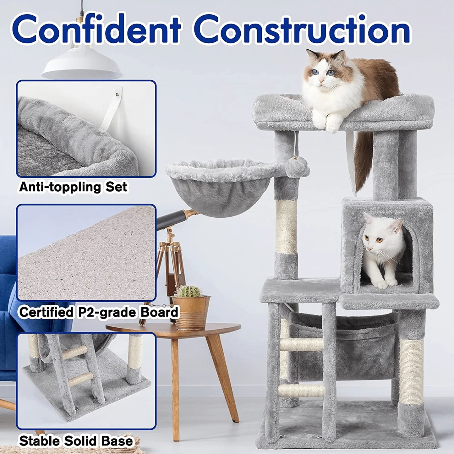 Rabbitgoo Cat Tree Cat Tower for Indoor Cats, Multi-Level Cat House Condo with Large Perch, Scratching Posts & Hammock, Cat Climbing Stand with Toy for Small Cats Kittens Play Rest, 39" Tall Animals & Pet Supplies > Pet Supplies > Cat Supplies > Cat Furniture rabbitgoo   