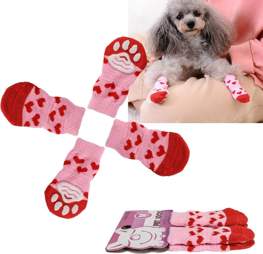 RALIS Dog Cat Boots Shoes Socks， Pet Anti-Slip Knit Dog Socks&Cat Socks with Adjustable Waterproof Breathable and Anti-Slip Sole，For Indoor Wear, Paw Protection Animals & Pet Supplies > Pet Supplies > Dog Supplies > Dog Apparel RALIS   