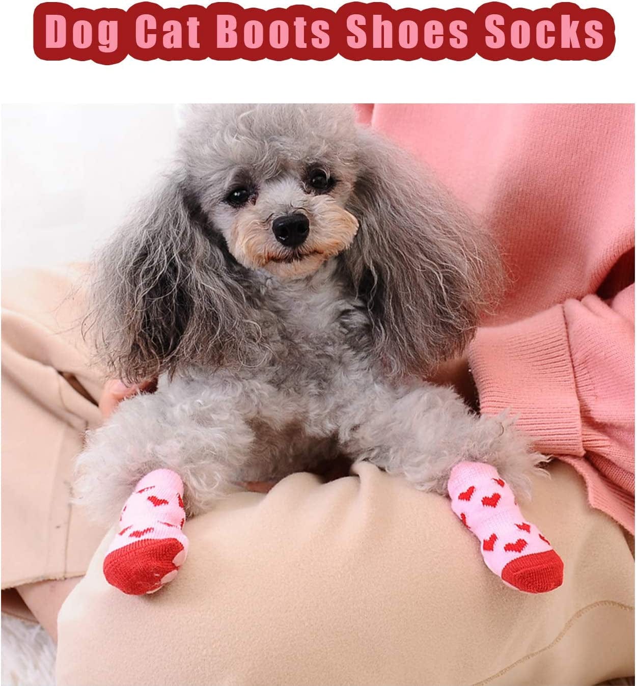 RALIS Dog Cat Boots Shoes Socks， Pet Anti-Slip Knit Dog Socks&Cat Socks with Adjustable Waterproof Breathable and Anti-Slip Sole，For Indoor Wear, Paw Protection Animals & Pet Supplies > Pet Supplies > Dog Supplies > Dog Apparel RALIS   
