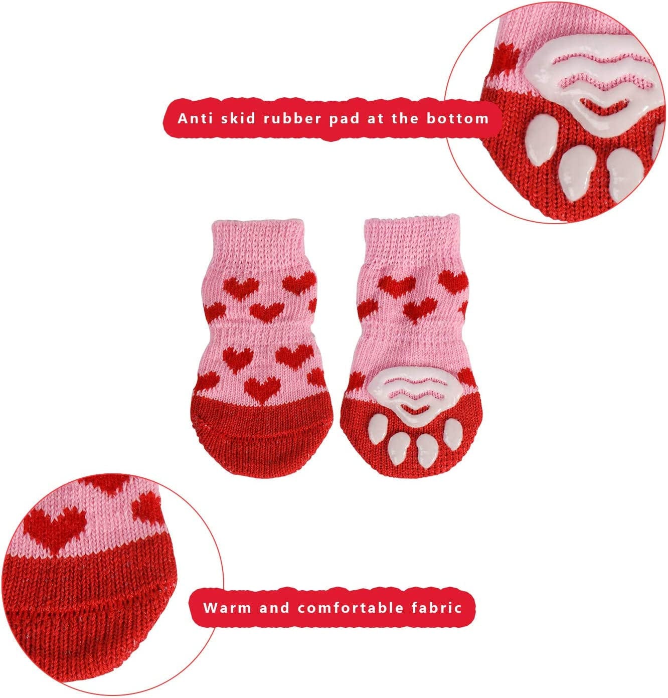 RALIS Dog Cat Boots Shoes Socks， Pet Anti-Slip Knit Dog Socks&Cat Socks with Adjustable Waterproof Breathable and Anti-Slip Sole，For Indoor Wear, Paw Protection Animals & Pet Supplies > Pet Supplies > Dog Supplies > Dog Apparel RALIS   