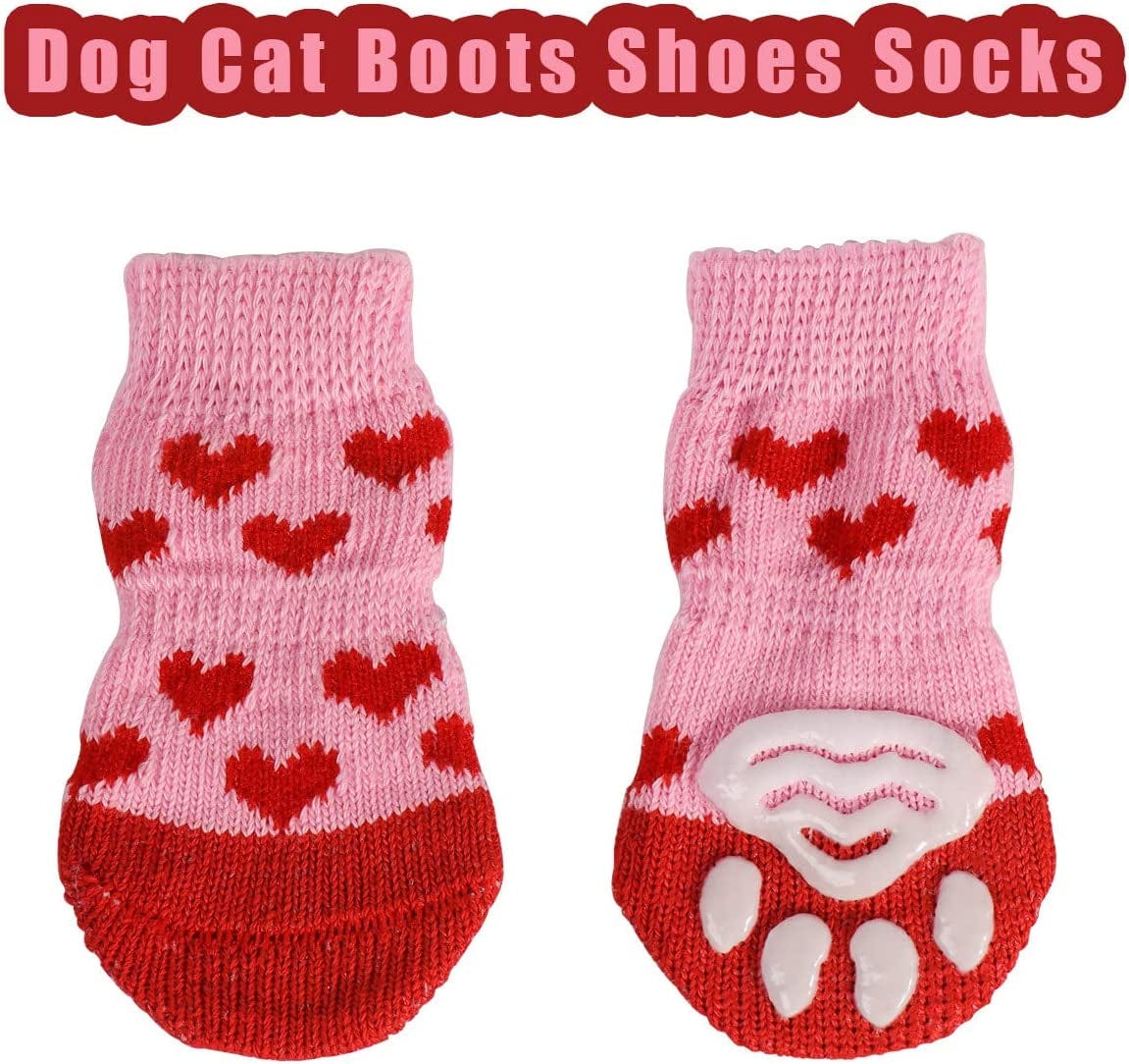 RALIS Dog Cat Boots Shoes Socks， Pet Anti-Slip Knit Dog Socks&Cat Socks with Adjustable Waterproof Breathable and Anti-Slip Sole，For Indoor Wear, Paw Protection Animals & Pet Supplies > Pet Supplies > Dog Supplies > Dog Apparel RALIS   