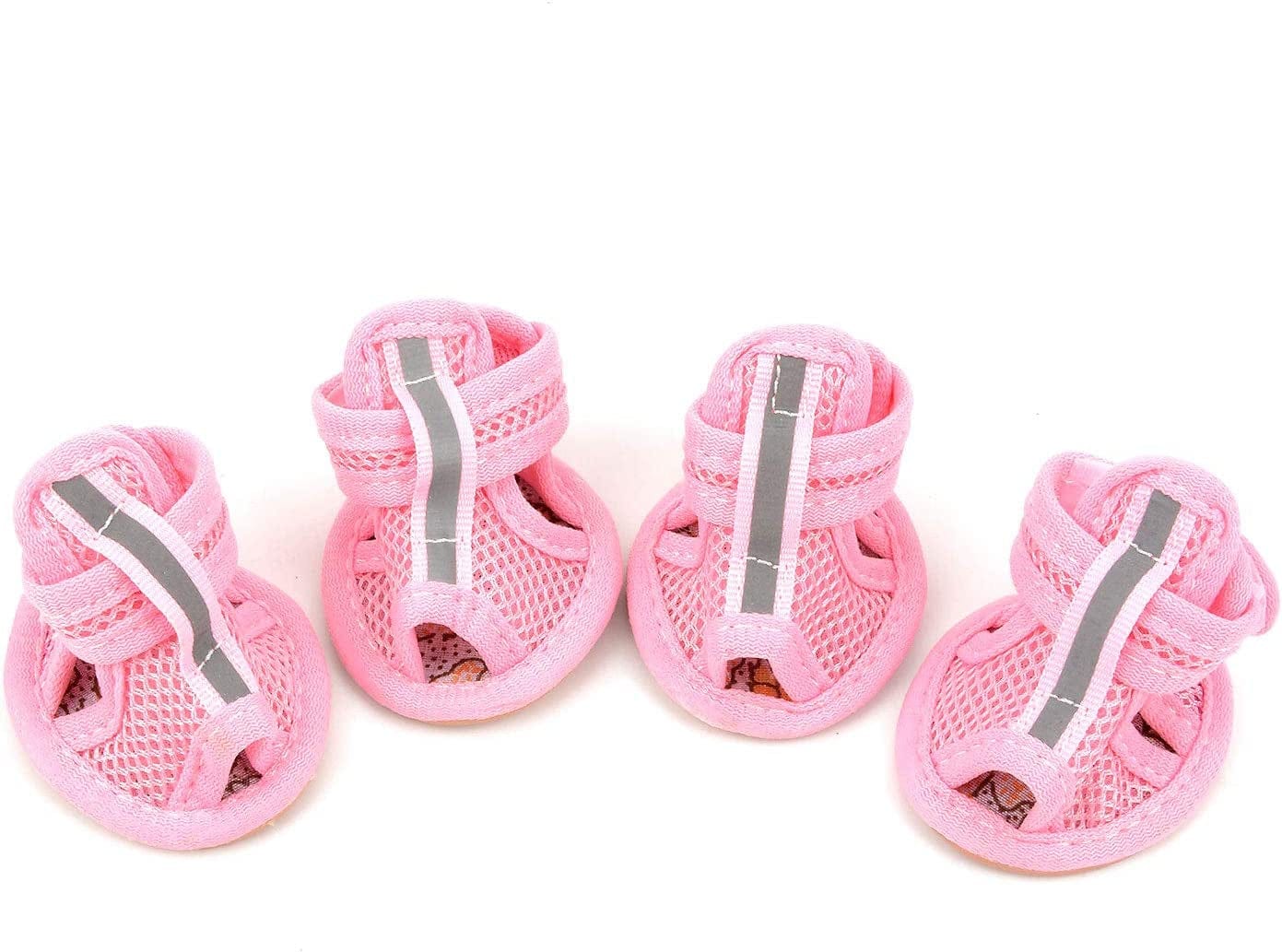 Ranphy Small Dog Sandals Water Resistant Summer Paw Protector Anti-Slip Shoes for Boy Girl Breathable Mesh Dog Shoes Pink XS Animals & Pet Supplies > Pet Supplies > Dog Supplies > Dog Apparel Ranphy Pink 2#(LxW:1.57" * 1.18") 
