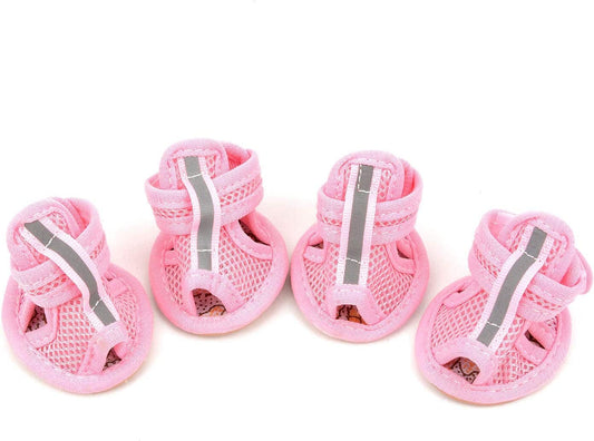 Ranphy Small Dog Sandals Water Resistant Summer Paw Protector Anti-Slip Shoes for Boy Girl Breathable Mesh Dog Shoes Pink XS Animals & Pet Supplies > Pet Supplies > Dog Supplies > Dog Apparel Ranphy Pink 2#(LxW:1.57" * 1.18") 