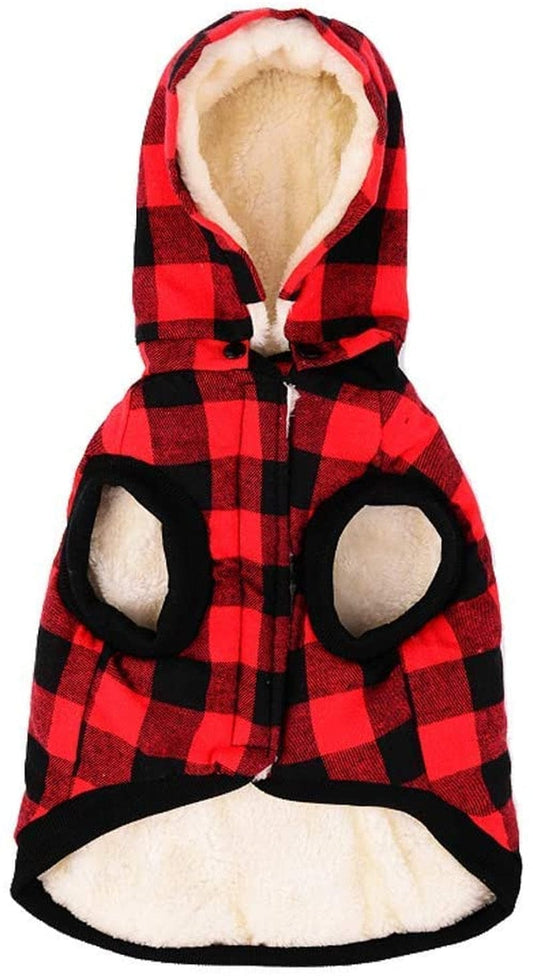 RC Gearpro Windproof British Style Plaid Dog Vest Hooded Shirt Coat Dog Apparel Cold Weather Dog Jacket for Puppy Small Medium Large Dog Animals & Pet Supplies > Pet Supplies > Dog Supplies > Dog Apparel RC GearPro RED XL 