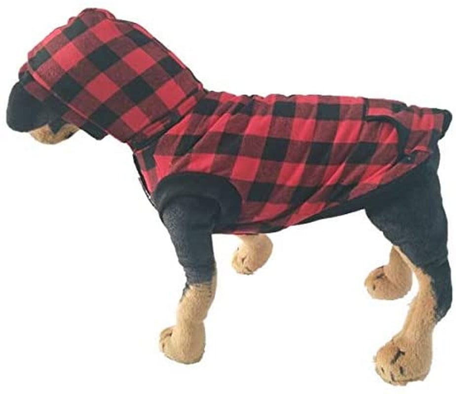 RC Gearpro Windproof British Style Plaid Dog Vest Hooded Shirt Coat Dog Apparel Cold Weather Dog Jacket for Puppy Small Medium Large Dog Animals & Pet Supplies > Pet Supplies > Dog Supplies > Dog Apparel RC GearPro   