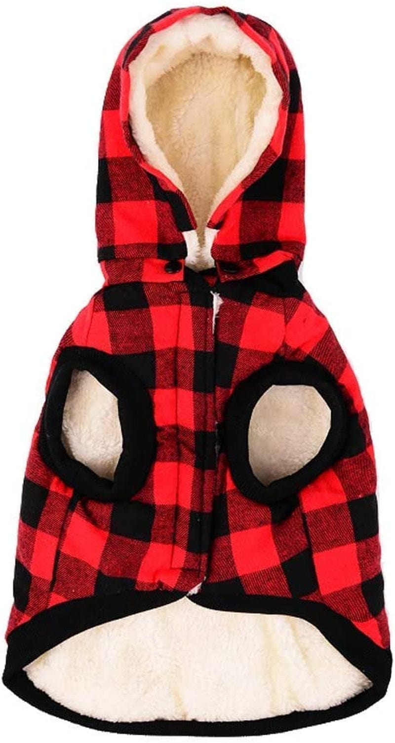 RC Gearpro Windproof British Style Plaid Dog Vest Hooded Shirt Coat Dog Apparel Cold Weather Dog Jacket for Puppy Small Medium Large Dog Animals & Pet Supplies > Pet Supplies > Dog Supplies > Dog Apparel RC GearPro RED L 