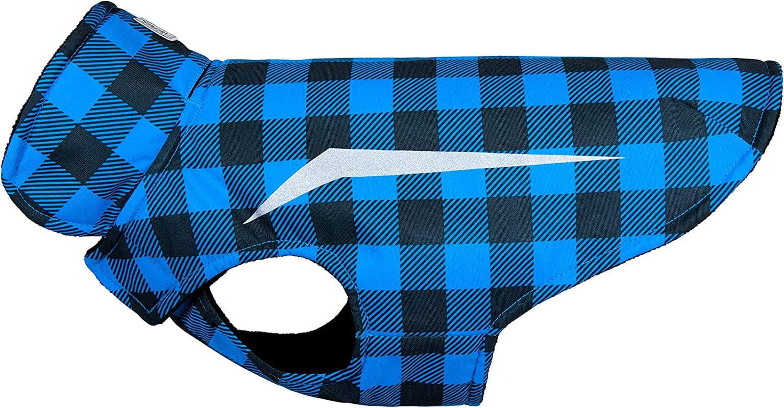 RC Pet Products 67412269 Shasta Jacket Fleece Lined Dog Coat, Cyan Halftone, 12 Animals & Pet Supplies > Pet Supplies > Dog Supplies > Dog Apparel RC Pet Products Limited Blue Buffalo Plaid 26 