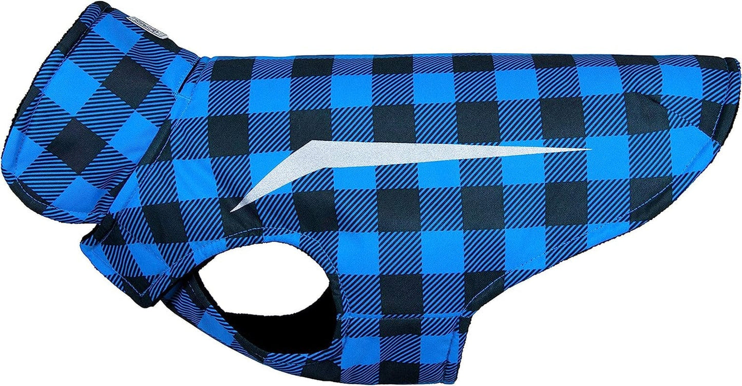 RC Pet Products 67412269 Shasta Jacket Fleece Lined Dog Coat, Cyan Halftone, 12 Animals & Pet Supplies > Pet Supplies > Dog Supplies > Dog Apparel RC Pet Products Limited Blue Buffalo Plaid 12 