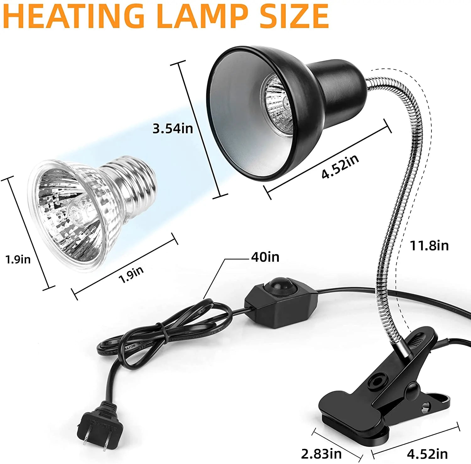 Reptile Heat Lamp, Pet Habitat Heat Lamp, Reptile Basking Lamp, UVA UVB Basking Spot Heat Lamp with 360° Rotatable Clip and 3 Bulbs(1 Pcs 25W+ 2 Pcs 50W) (Reptile Heat Lamp) Animals & Pet Supplies > Pet Supplies > Reptile & Amphibian Supplies > Reptile & Amphibian Habitat Heating & Lighting ipetee   