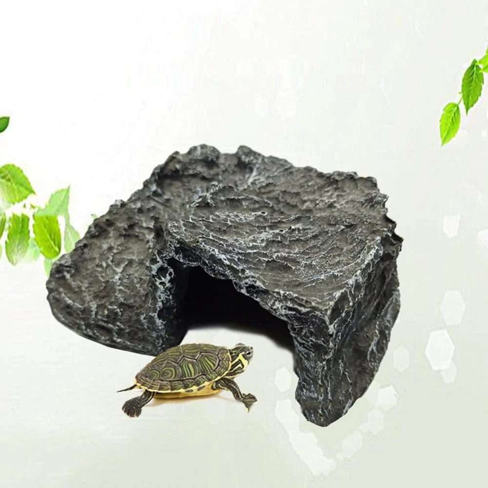 Reptile Hiding Cave Resin Material Natural Non- Hideout for Small Lizards Turtles Bearded Dragon Tortois Amphibians Fish Pet Supplies - D D Animals & Pet Supplies > Pet Supplies > Reptile & Amphibian Supplies > Reptile & Amphibian Habitat Accessories FITYLE   