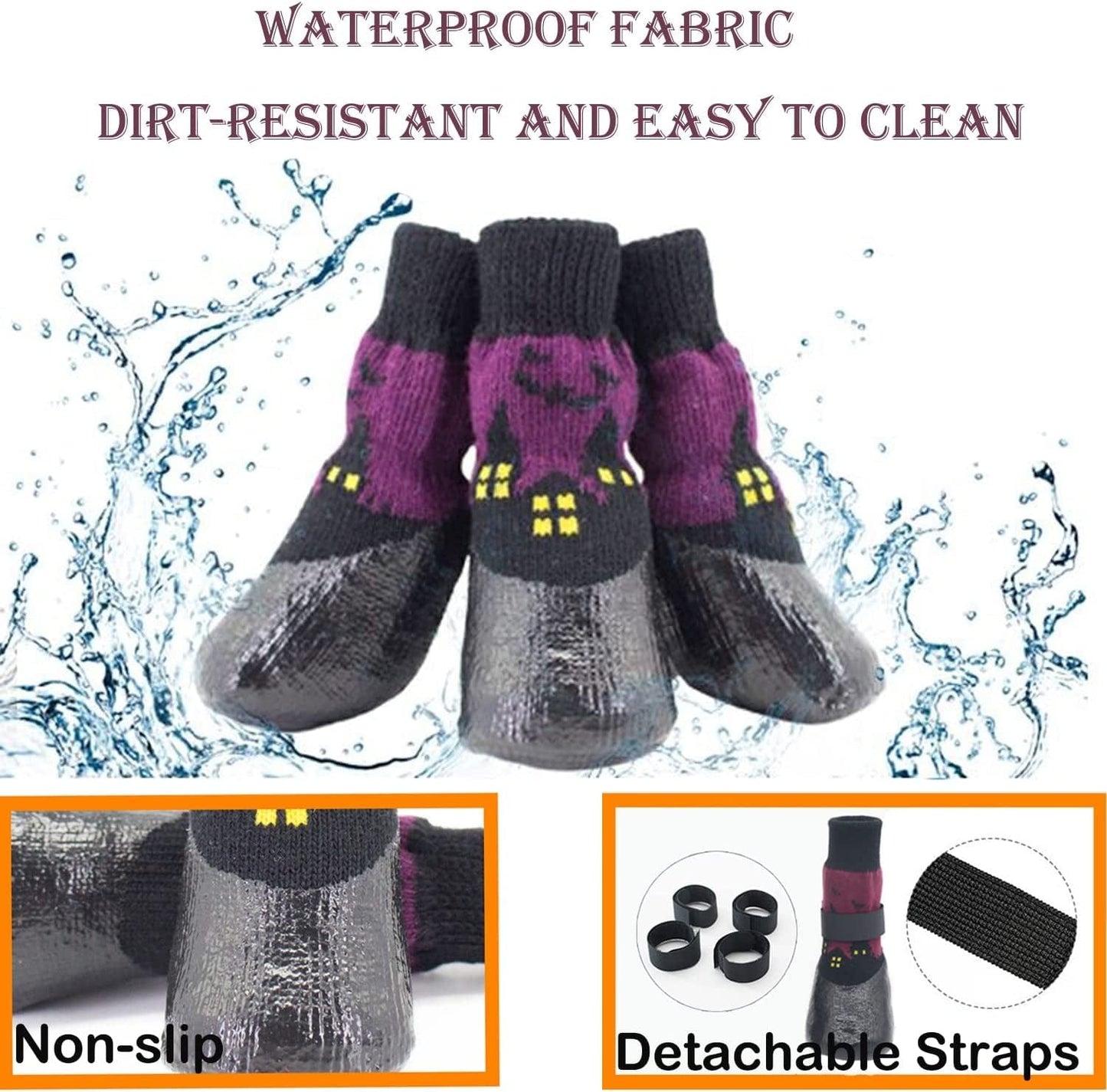 Riccioofy Dog Socks,Dog Shoes Paw Protectors with Straps Traction Control Anti-Slip Waterproof Dog Boots Suitable for Small Medium Large Dogs and Cats 4 Pack Animals & Pet Supplies > Pet Supplies > Dog Supplies > Dog Apparel Riccioofy   